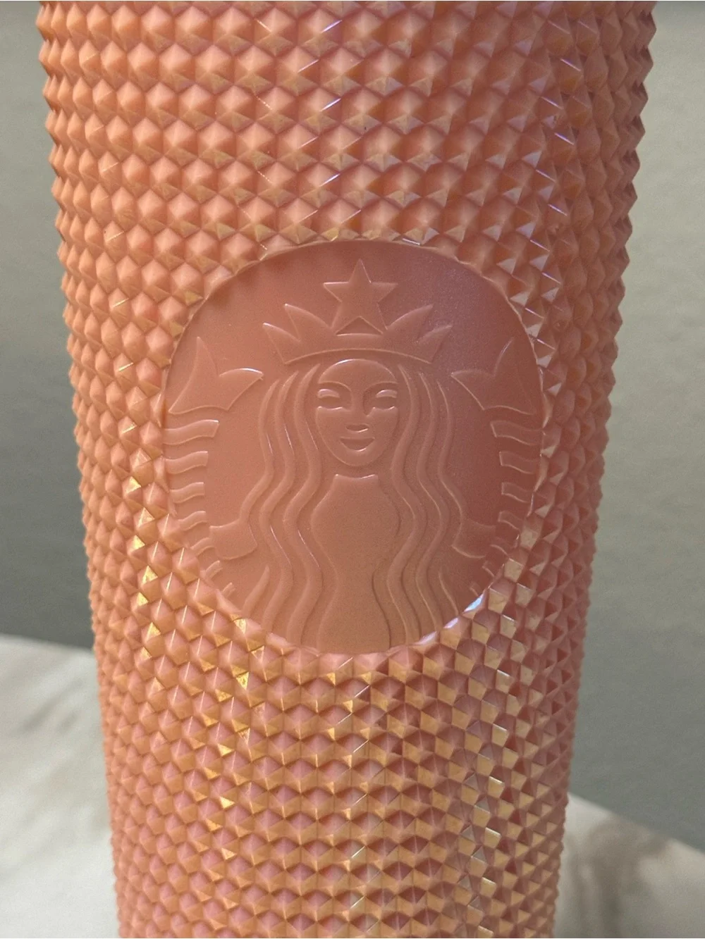 Starbucks pink studded textured tumbler travel cup coffee & tea theme w/ lid